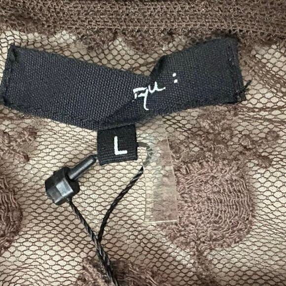 Ryu Collection Blouse Cream & Brown Lace Off the Shoulder Top Women’s Sz L NWT - Picture 9 of 11